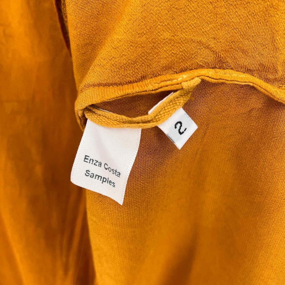 ENZA COSTA Hammered Satin Wrap Slip Skirt Women Medium Saffron Lightweight Midi - Picture 13 of 16